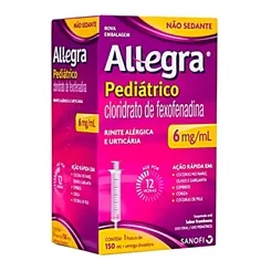 Allegra Pediátrico 6mg/mL, caixa com 1 frasco com 150mL de suspensão de uso oral + seringa dosadora