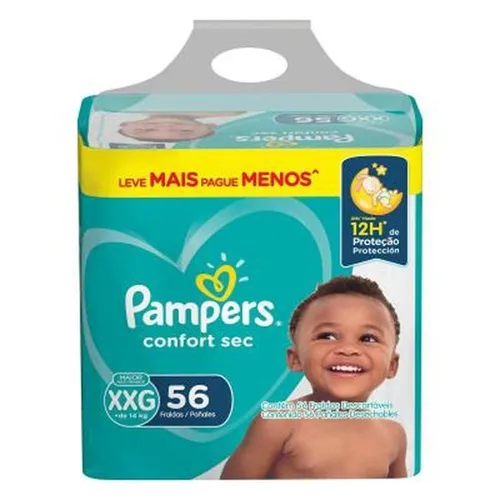 Fralda Pampers Confort Sec XXG, 56 unidades