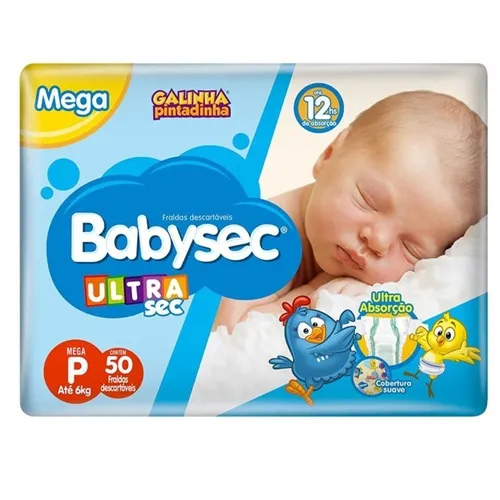 Fralda Babysec Ultra Sec Galinha Pintadinha P, 50 unidades