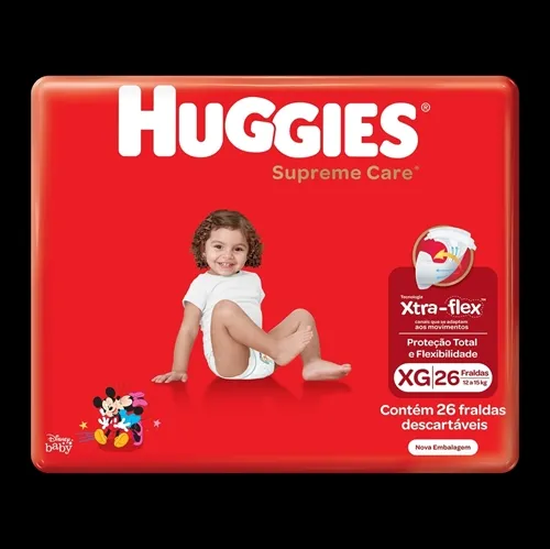 Fralda Descartável Huggies Supreme Care XG, 26 Unidades
