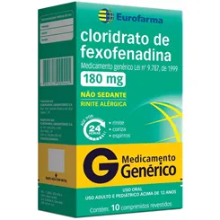 Cloridrato de Fexofenadina 180mg Eurofarma c/10
