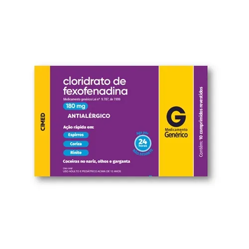 Cloridrato de Fexofenadina Cimed 180mg, caixa com 10 comprimidos revestidos