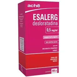 Esalerg Xarope 0,5mg/mL, caixa com 1 frasco com 100mL de xarope + 1 seringa dosadora