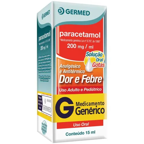 Paracetamol Germed Pharma 200mg/mL, caixa com 1 frasco gotejador com 15mL de solução de uso oral
