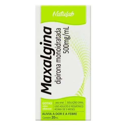 Maxalgina Solução Oral 500mg/mL, caixa com 1 frasco gotejador com 20mL de solução de uso oral