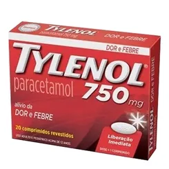 Tylenol Comprimido 750mg, caixa com 20 comprimidos revestidos