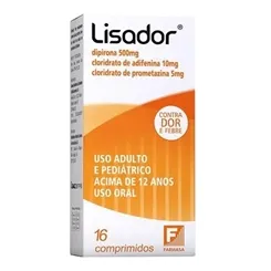 Lisador Comprimido 500mg + 5mg + 10mg, caixa com 16 comprimidos