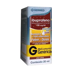 Ibuprofeno Germed Pharma 100mg/mL, caixa com 1 frasco com 20mL de suspensão de uso oral + conta gotas