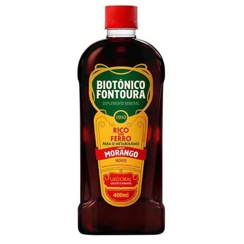 Biotônico Fontoura 400mL de solução de uso oral, morango