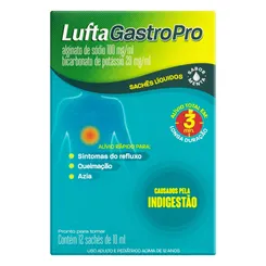 LuftaGastroPro 100mg/mL + 20mg/mL, caixa com 12 envelopes com 10mL de suspensão de uso oral