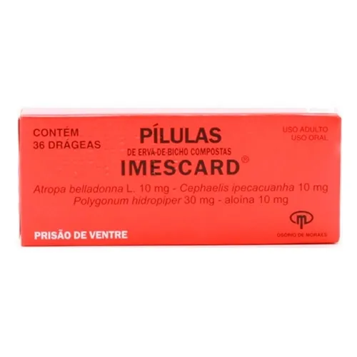 Pílulas Imescard 10mg + 10mg + 10mg + 30mg, caixa com 36 drágeas