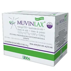 Muvinlax 13,125g + 0,1775g + 0,0466g + 0,3507g, caixa com 20 sachês com 14g de pó para preparo extemporâneo de uso oral
