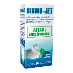 Bismu-Jet 25mg/mL + 25mg/mL + 15mg/mL, caixa com 1 frasco gotejador com 20mL de suspensão de uso oral