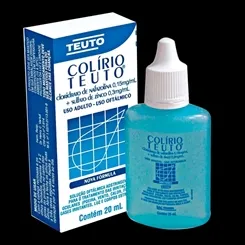 Colírio Teuto 0,15mg/mL + 0,3mg/mL, caixa com 1 frasco gotejador com 20mL de solução de uso oftálmico