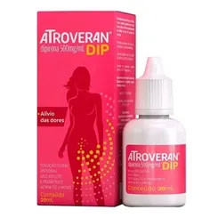 Atroveran Dip 500mg/mL, caixa com 1 frasco gotejador com 20mL de solução de uso oral