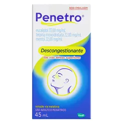 Penetro 33mg/mL + 22mg/mL + 5,5mg/mL, caixa com 1 frasco com 45mL de solução de uso inalatório
