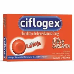 Ciflogex Pastilha 3,0mg, caixa com 12 pastilhas, sabor laranja