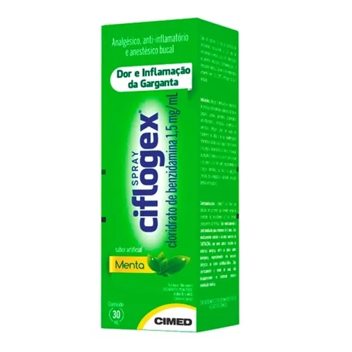 Ciflogex Colutório Spray 1,5mg/mL, caixa com 1 frasco spray com 30mL de colutório, menta