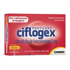 Ciflogex Pastilha 3,0mg, caixa com 12 pastilhas, sabor cereja
