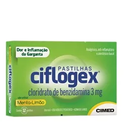 Ciflogex Pastilha 3,0mg, caixa com 12 pastilhas, sabor menta - limão