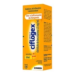 Ciflogex Colutório Spray 1,5mg/mL, caixa com 1 frasco spray com 30mL de colutório, mel