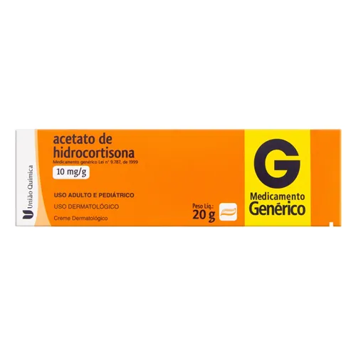 Acetato de Hidrocortisona União Química 10mg/g, caixa com 1 bisnaga com 20g de creme de uso dermatológico