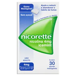 Nicorette 4mg, caixa com 30 gomas mastigáveis