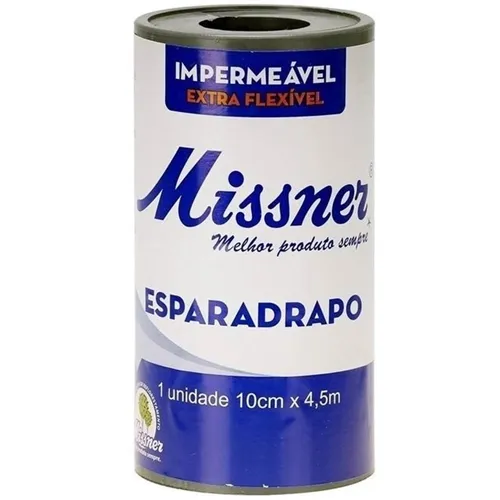Esparadrapo Missner Impermeável branco, 10cm x 4,5m