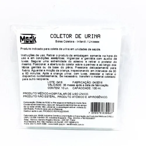 COLETOR URINA CO U I U SAQ 100ML x 1 - MEDK