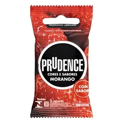 Preservativo Prudence Cores e Sabores morango, 3 unidades