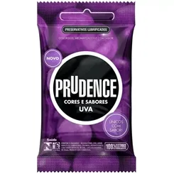 Preservativo Prudence Cores e Sabores uva, 3 unidades