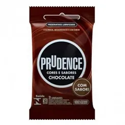 Preservativo Prudence Cores e Sabores chocolate, 3 unidades