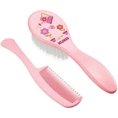 Kit para Cabelo Kuka pente + escova, rosa