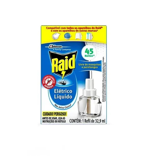 Repelente Raid Elétrico Líquido 45 Noites refil, original, 32,9mL, 1 unidade