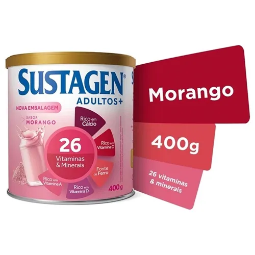 Complemento Alimentar Sustagen lata, morango, 400g