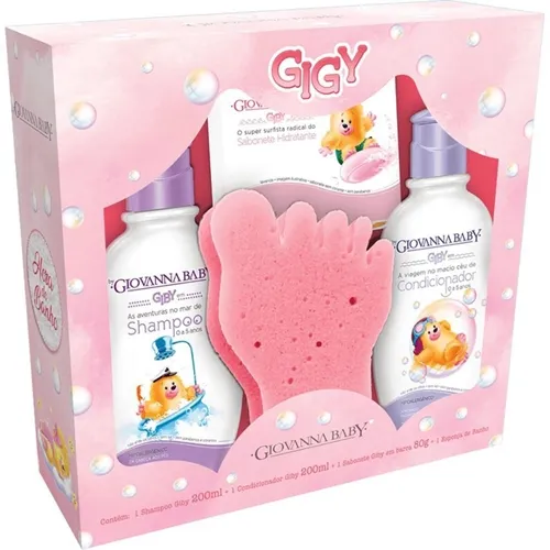 Kit Infantil Giovanna Baby Giby Hora Do Banho Rosa Com Sabonete de Barra