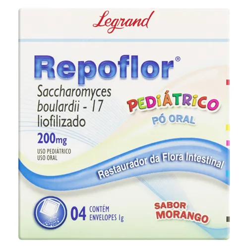 Repoflor Envelope 200mg/g, caixa com 4 envelopes com 1g de pó para solução de uso oral