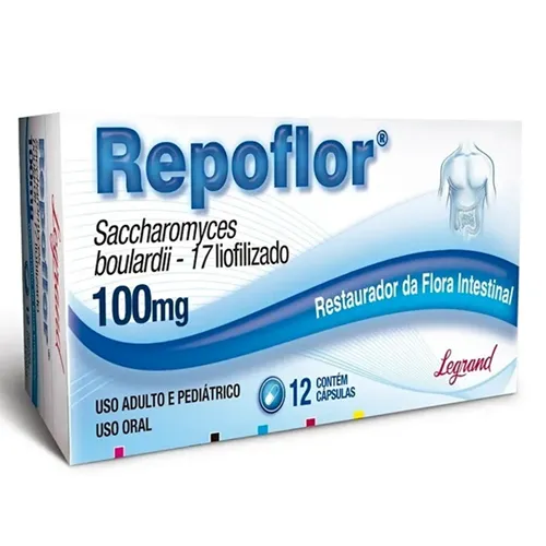 Repoflor Cápsula 100mg, caixa com 12 cápsulas gelatinosas duras