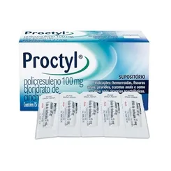Proctyl Supositório 100mg + 27mg, caixa com 15 supositórios de uso retal