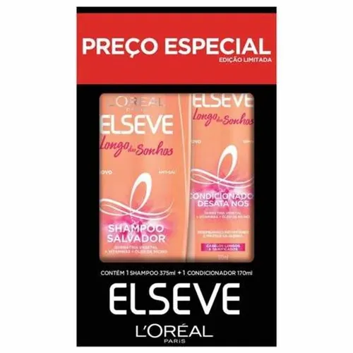 Kit Elseve Longo dos Sonhos shampoo, 375mL + condicionador, 170mL