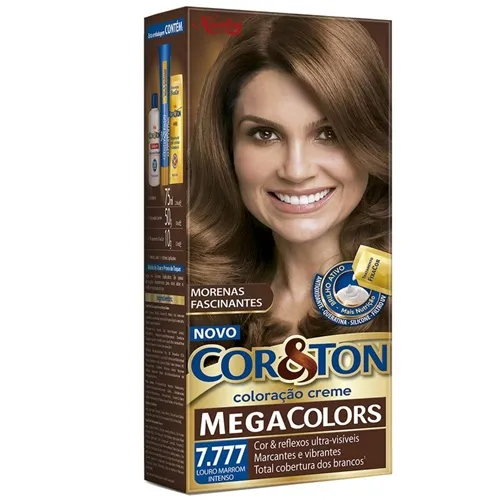Tintura Cor & Ton Mega Colors 7.777 Louro Marrom Intenso