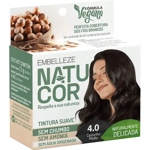 Tintura Natucor n° 4.0 Castanho Médio