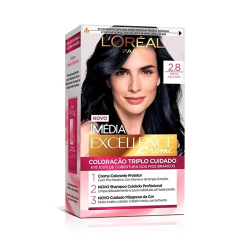 Tintura L'Oréal Imédia Excellence Creme nº 2.8 preto perolado