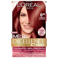 Tintura L'Oréal Imédia Excellence Creme nº 6.66 vermelho acetinado