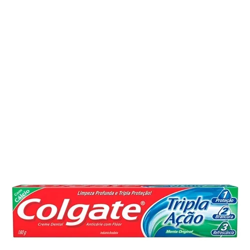 Creme Dental Colgate Tripla Ação menta original, leve 180g e pague 140g