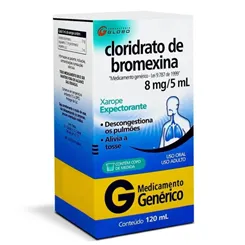 Cloridrato de Bromexina Laboratório Globo 0,8mg/mL, caixa com 1 frasco com 120mL de xarope + copo medidor