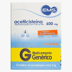 Acetilcisteína Granulado EMS 600mg/g, caixa com 16 envelopes com 5g de granulado de uso oral