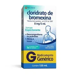 Cloridrato de Bromexina Laboratório Globo 1,6mg/mL, caixa com 1 frasco com 120mL de xarope + copo medidor