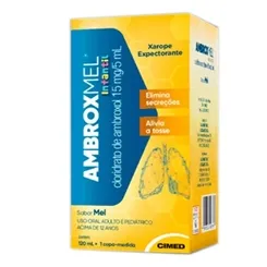 Ambroxmel 3mg/mL, caixa com 1 frasco com 120mL de xarope pediátrico, mel