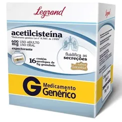 Acetilcisteína Legrand 600mg/g, caixa com 16 envelopes com 5g de granulado de uso oral